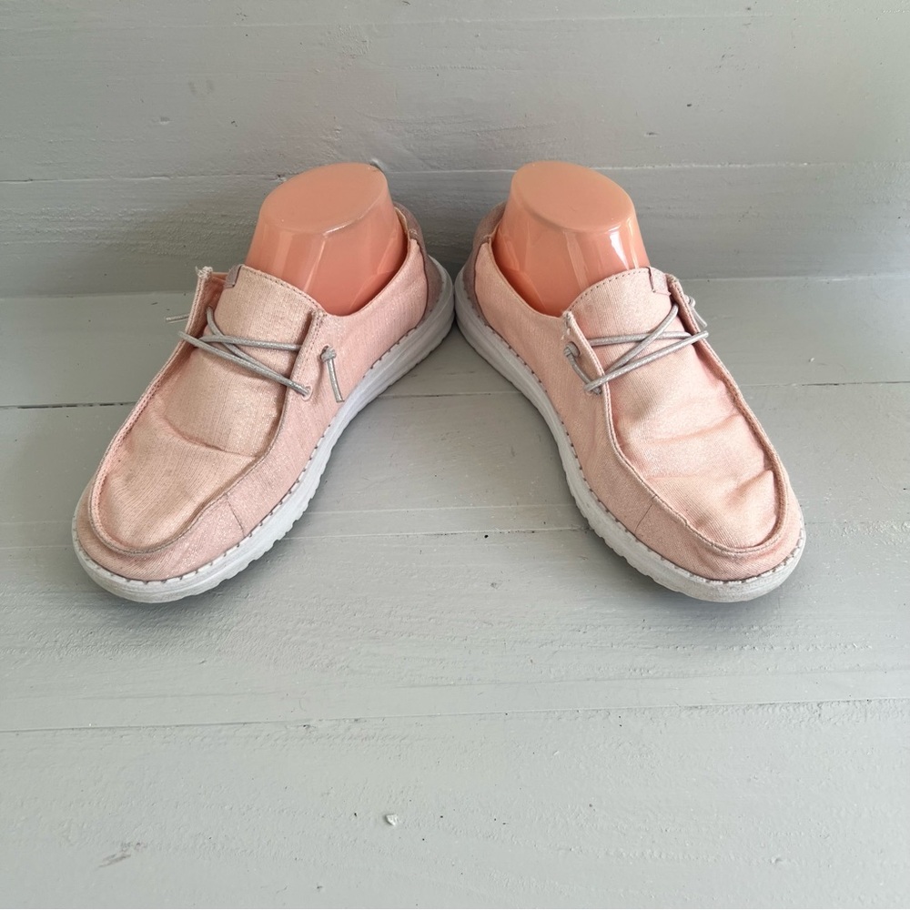 Hey Dude Shoes Womens Size 7 Rose Crystal Wendy Glitter Moc Toe Comfy Sneakers - Picture 6 of 8